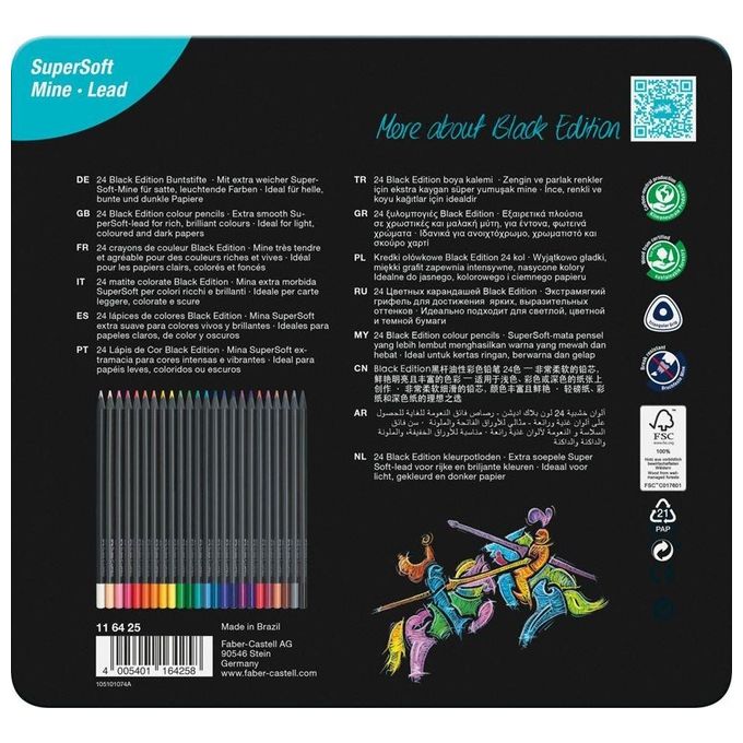 Faber Castell 24 Matite Colorate Blackedition