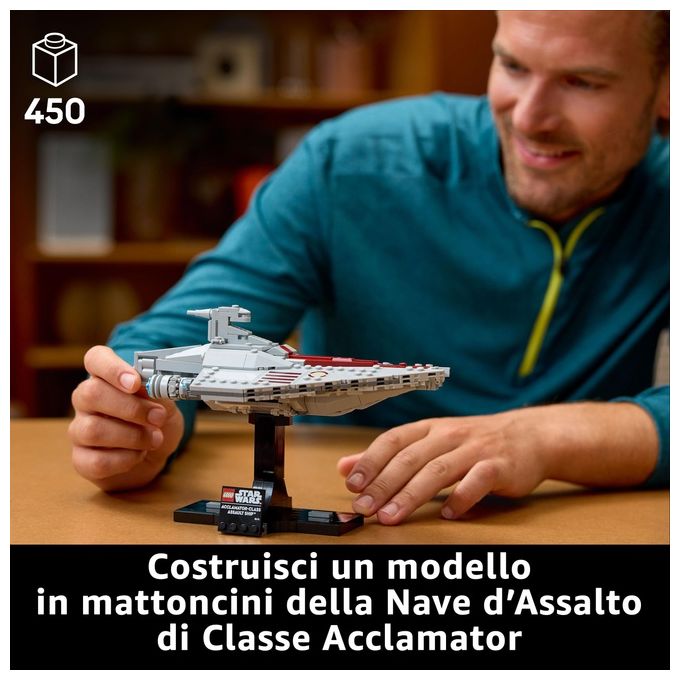 LEGO Star Wars 75404 Nave d'Assalto Classe Acclamator, Modellino da Costruire di Astronave da Collezione con Supporto, Idea Regalo di Compleanno per Adulti, Uomo, Donna e Fan dell'Attacco dei Cloni