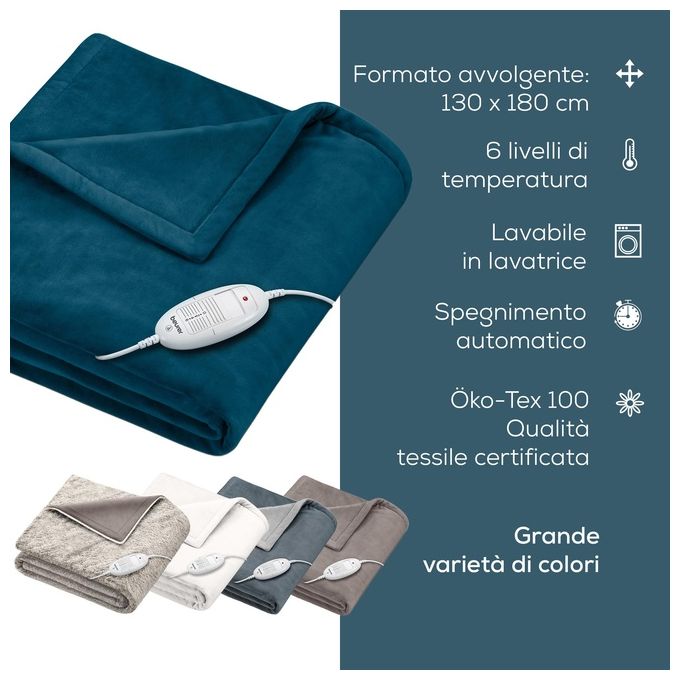 Beurer HD75 Termocoperta 180x130cm 6 Temperature Ocean