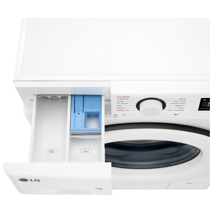 LG AI DD F4R3010NSWW Lavatrice Classe A -10% Carica Frontale Serie R3 Lavatrice 10kg 1400 giri AIWash Lavaggio a vapore Motore Direct Drive Smart Diagnosis Libera installazione Bianca