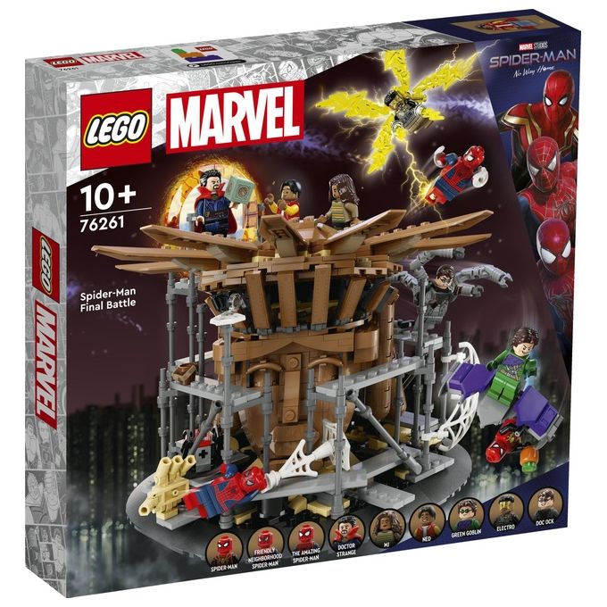LEGO Marvel 76261 La Battaglia Finale di Spider-Man, Ricrea la Scena di Spider-Man: No Way Home con 3 Minifigure di Peter Parker