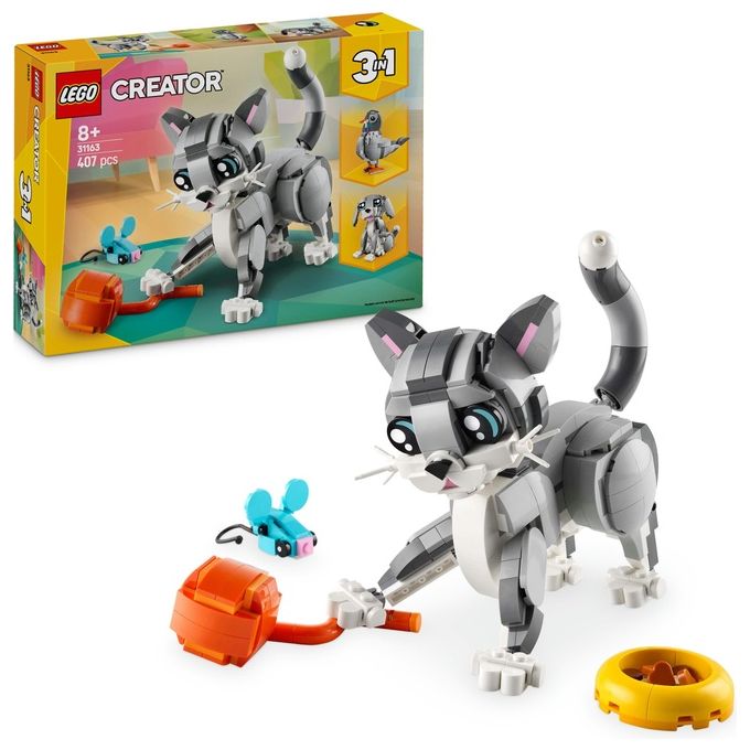 LEGO Creator 3 in 1 Gatto Giocoso Giocattolo - Si Trasforma in Piccione o in Cane - Animali da Costruire per Bambine Bambini Ragazze e Ragazzi da 8 Anni - Idea Regalo di Compleanno Creativa - 31163