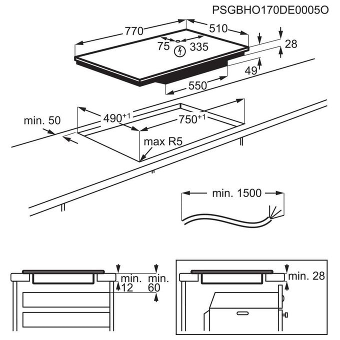 AEG IKB84443IB Piano Cottura a Induzione da Incasso 4 Zone Stop and Go 77 cm Nero
