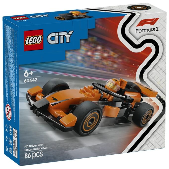 Lego Set Pilota e Monoposto McLaren F1 60442 City Formula1 Racing Construction Kit