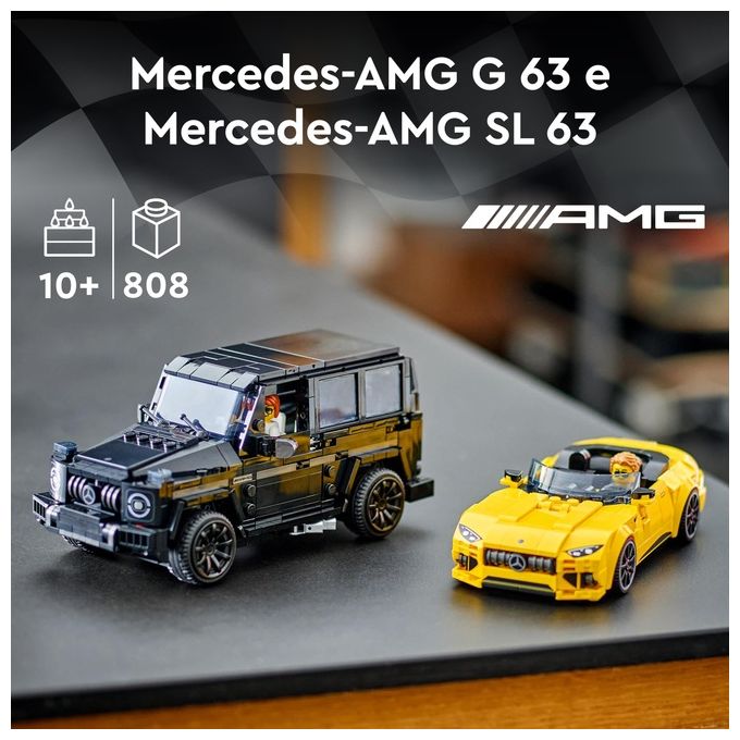 LEGO Speed Champions Mercedes-AMG G 63 e Mercedes-AMG SL 63 Macchine Giocattolo da Costruire 2 Modellini di Auto per Bambini e Bambine da 10 Anni con Minifigure di Piloti Regalo di Compleanno 76924