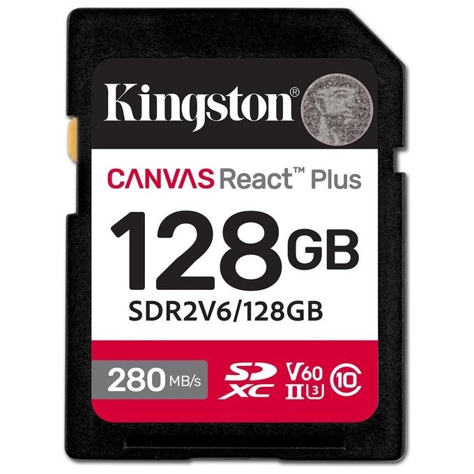 Kingston Technology 128Gb Canvas React Plus SDXC UHS-II 280R-100W U3 V60 for Full HD-4K