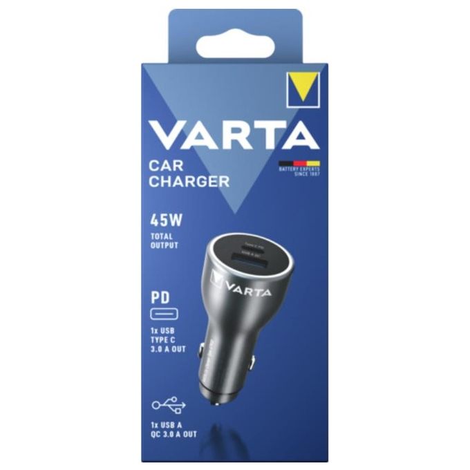 Varta Caricabatterie da Auto 45 Watt Output 1xUSB A - 1xUSB-C PD