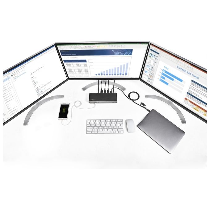 StarTech.com DK31C3HDPDUE Usb-C e Usb-A Dock Docking Station Universale Triplo Monitor DisplayPort e Hdmi 4K 60Hz 85W Power Delivery