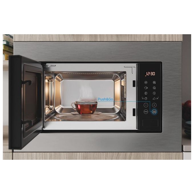 Indesit MWI 120 GX Microonde con Grill Capacita' 20 Litri Potenza 800W Auto Cook Grill al quarzo 22 Funzioni Acciaio opaco