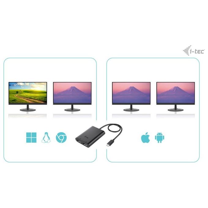 I-tec Usb-C Dual 4k-60hz Single 8k-30hz Dp Video Adapter