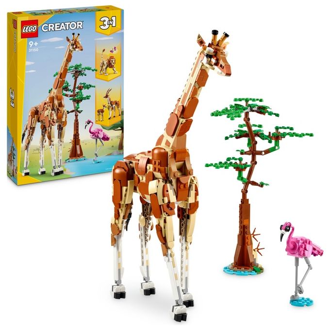 LEGO Creator 31150 3in1 Animali del Safari, Giocattolo Trasformabile da Giraffa in 2 Gazzelle o Leone , Giochi per Bambini 9+