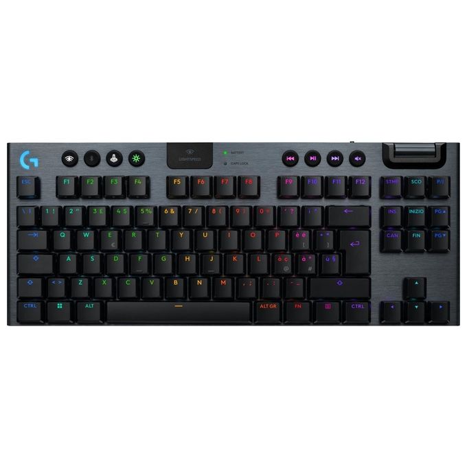 Logitech G G915 X LIGHTSPEED TKL Tastiera gaming wireless a profilo ribassato copritasti in PBT bicomponente tasti completamente programmabili GL Brown Tactile - PC-Mac ITA QWERTY Layout - Nero