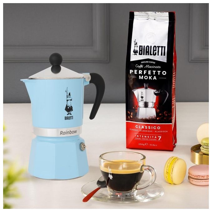 Bialetti Rainbow Moka 6 Tazze Azzurra