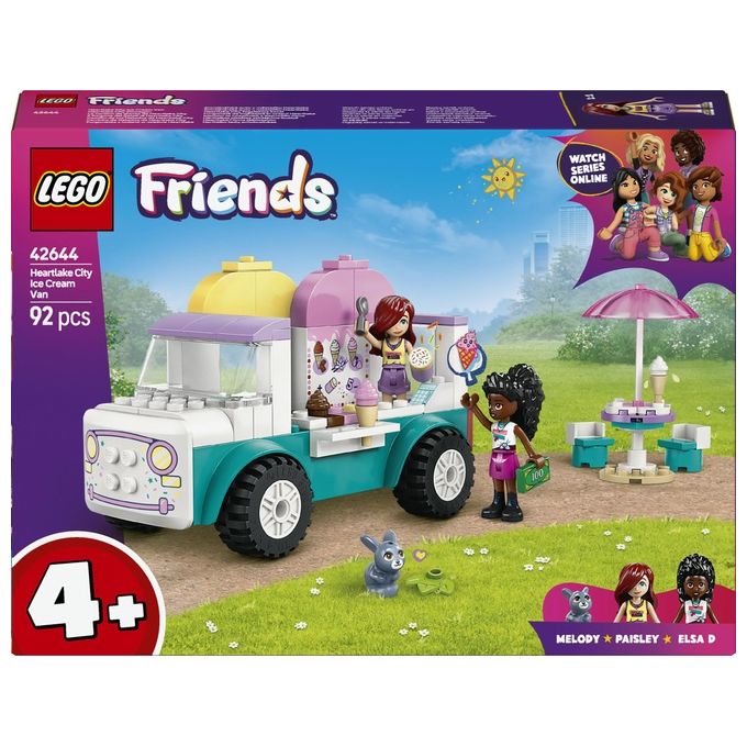 LEGO Friends Il Furgone dei Gelati di Heartlake City Giochi Creativi e Didattici per Bambine da 4 Anni con Camion Giocattolo 2 Mini Bamboline un Coniglietto Cibo e Accessori Set con Veicolo 42644
