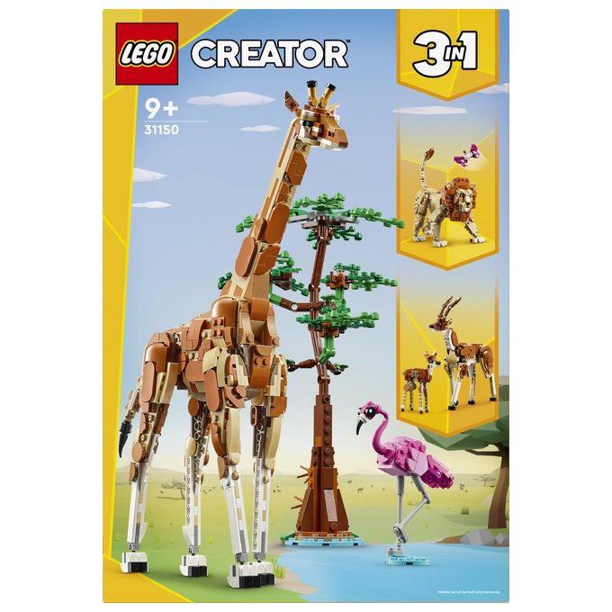 LEGO Creator 31150 3in1 Animali del Safari, Giocattolo Trasformabile da Giraffa in 2 Gazzelle o Leone , Giochi per Bambini 9+