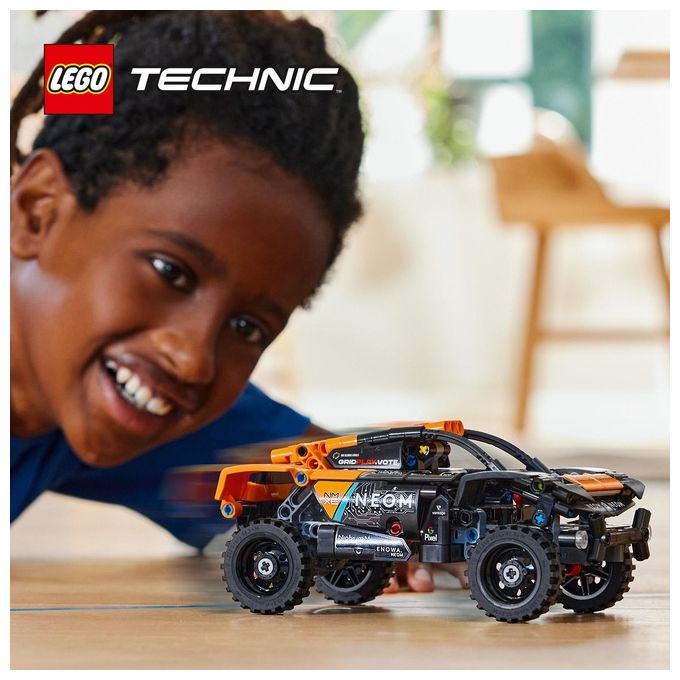 LEGO Technic 42166 NEOM McLaren Extreme E Race Car, Macchina Giocattolo con Funzione Pull-Back, Giochi per Bambini di 7+ Anni