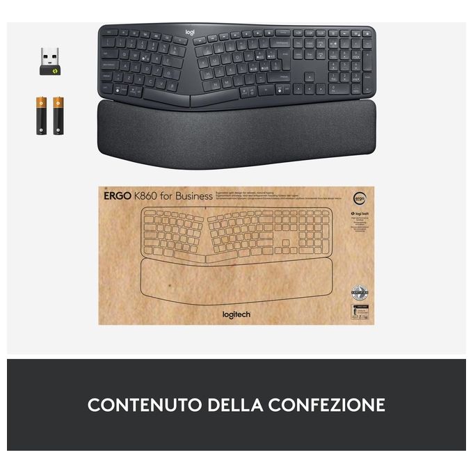 Logitech Ergo K860 For Business Tastiera Italiano Grafite