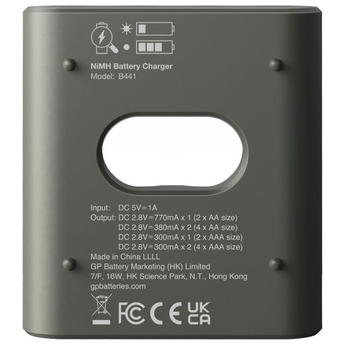 GP Batteries ReCyko B441 4-Port Modello USB Caricabatterie con 4xAA NiMh 2100mAh