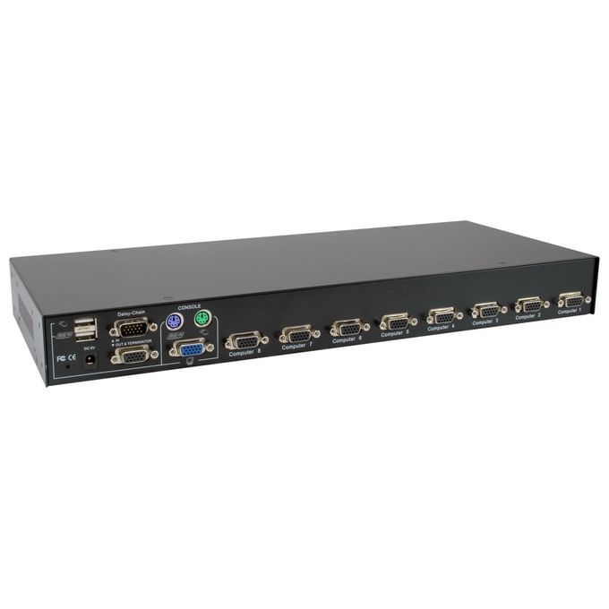 LevelOne KVM-3208 Switch per Keyboard-Video-Mouse Montaggio Rack Nero