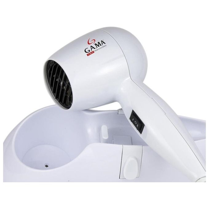 GA.MA A21.805 – Asciugacapelli da parete 1200 W, Tecnologia con motore DC, 2 velocita'-temperature, Colpo d’aria fredda, Supporto a muro integrato, Colore Bianco