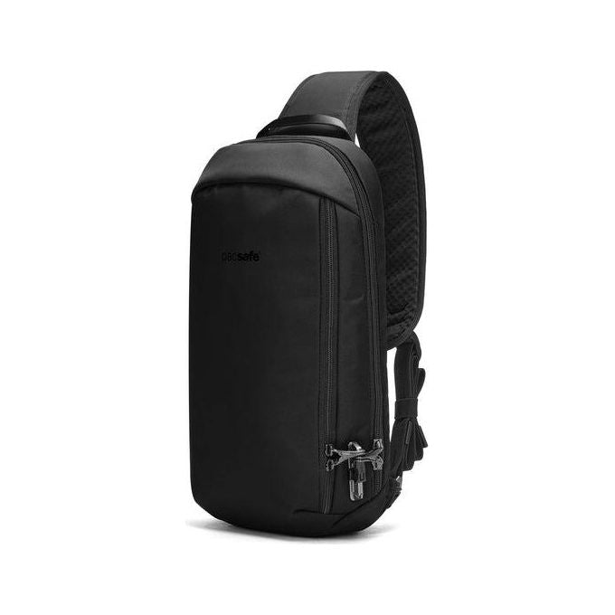 Pacsafe 60221130 V Zaino a Tracolla Antifurto 10 L Protezione RFID Poliestere Riciclato Tracolla Regolabile con Protezione Anti-taglio in Acciaio Inox colore Nero