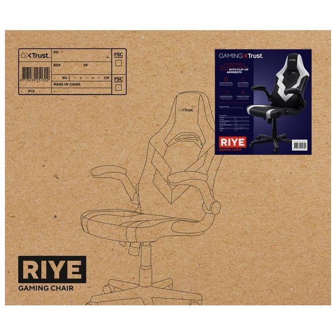 Trust GXT 703W RIYE Sedia per Gaming Universale Nero-Bianco