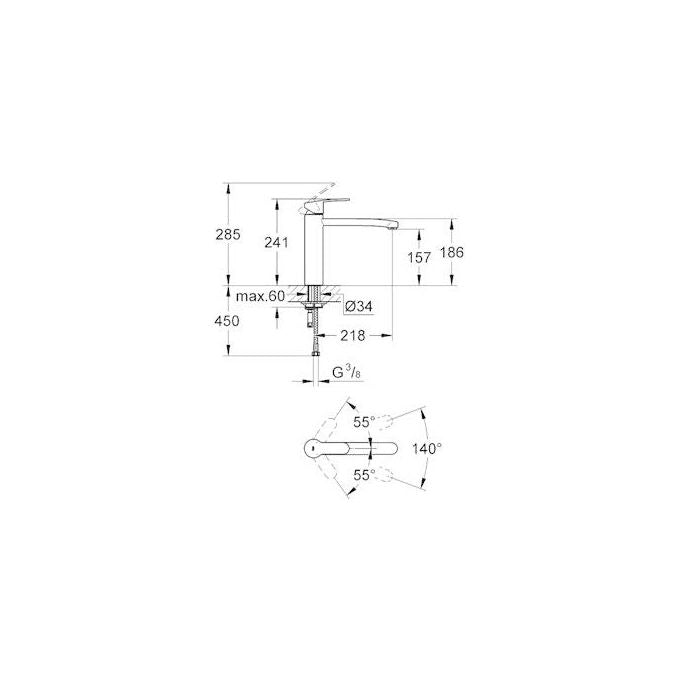 Grohe 31124002 Eurostyle Cosmopolitan Miscelatore monocomando a bocca media girevole 140° QuickFix Cromo