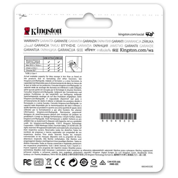 Kingston Pen Drive Usb3.0 64gb 'datatraveler'