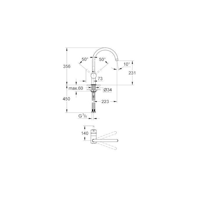Grohe Minta Miscelatore Finitura Cromo Monocomando per Lavello