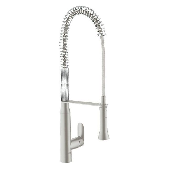 Grohe 32950DC0 K7 Miscelatore monocomando da 1-2“ a bocca di erogazione girevole con angolo di rotazione 140° e doccetta estraibile professionalea 2 getti Acciaio inossidabile