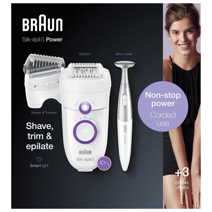 Braun SE5825P Epilatore 2 Velocita' 28 Pinze Bianco