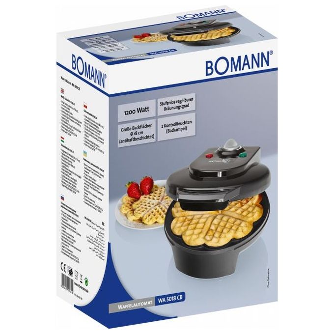 Bomann WA 5018 CB nero macchina per waffle cuore