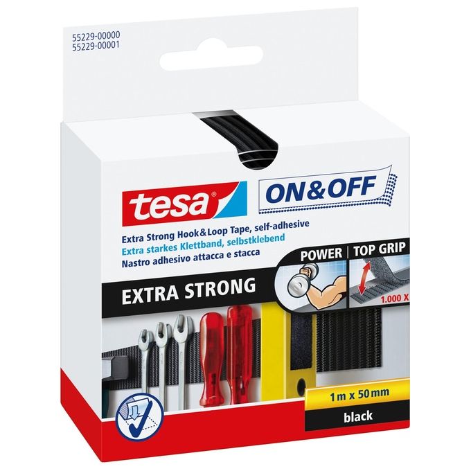 Tesa Velcro Nastro 1X50 Nero 55229