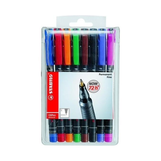 Marcatore - STABILO OHPen universal Permanente- Tratto Superfine (0,4 mm) - Astuccio da 8 - Colori assortiti