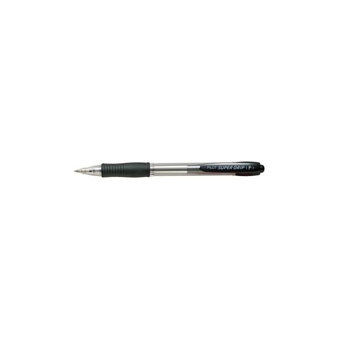 Pilot BPGP-10R-F Super Grip Penna a sfera a scatto punta fine 0,7 mm impugnatura gommata ricaricabile confezione 12 pezzi colore Nero