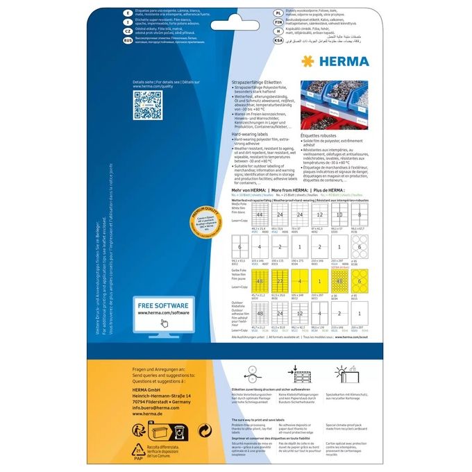 Herma Etichette Resistenti 210x297mm 25 Fogli A4