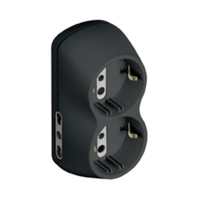 Bticino Adattatore Multiplo 16a 2p+t Standard Italiano 2 Prese Bipasso Italiane 2p+t 16a - 2 Prese Bipasso Italo-tede 220-250 v Antracite S3614g