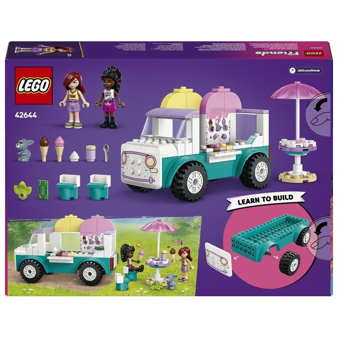 LEGO Friends Il Furgone dei Gelati di Heartlake City Giochi Creativi e Didattici per Bambine da 4 Anni con Camion Giocattolo 2 Mini Bamboline un Coniglietto Cibo e Accessori Set con Veicolo 42644