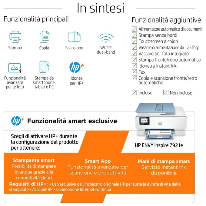 HP ENVY 7921e Stampante Getto Termico d'Inchiostro A4 4800x1200 DPI 15ppm Wi-Fi