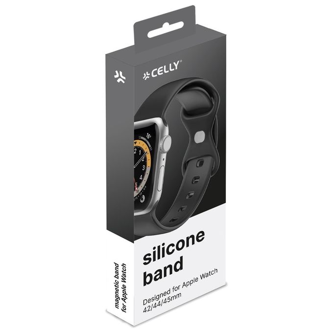 Celly Watchband 42-44-45mm in Silicone Nero