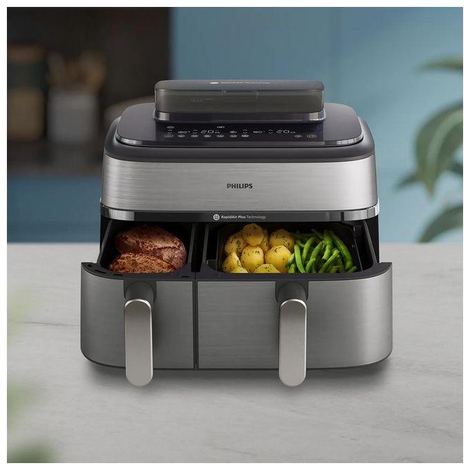 [ComeNuovo] Philips Airfryer Serie 5000 Friggitrice ad aria con doppio cestello 9.0 Litri e cottura a vapore