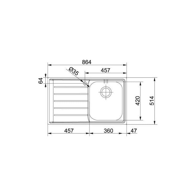 Franke Lavello Inox NEX 211 3 1-2 WWK gocciolatoio a sinistra 1 Vasca + scolapiatti 86 cm 127.0059.655