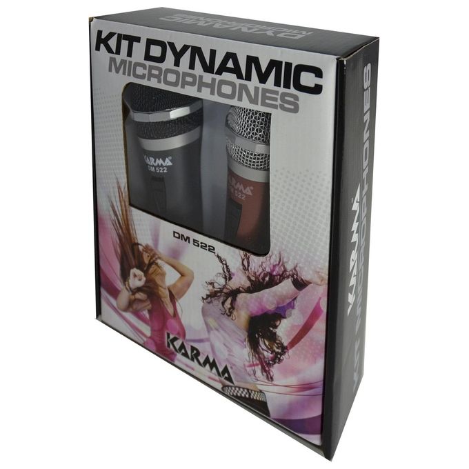 Karma Kit 2 Microfoni Dinamici Rosso e Nero, 6.3mm, 4 m