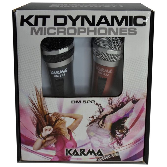 Karma Kit 2 Microfoni Dinamici Rosso e Nero, 6.3mm, 4 m