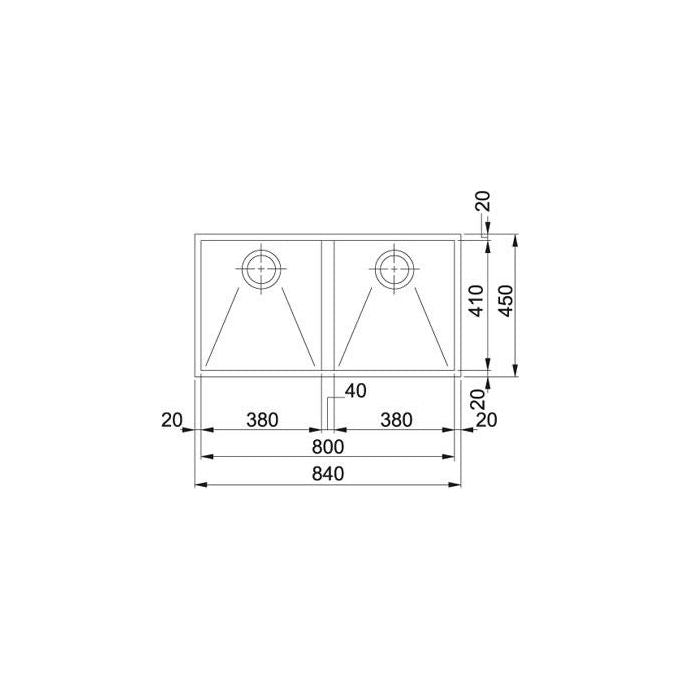 Franke PPX 120 Planar Lavello Acciaio Inox Spazzolato da Incasso Sottotop 2 Vasche 84x45cm 122.0198.205