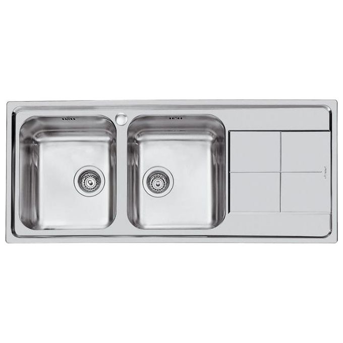 Foster 2112 062 KS Lavello Acciaio inox Spazzolato da Incasso Gocciolatoio a Destra 2 Vasche 116x50cm