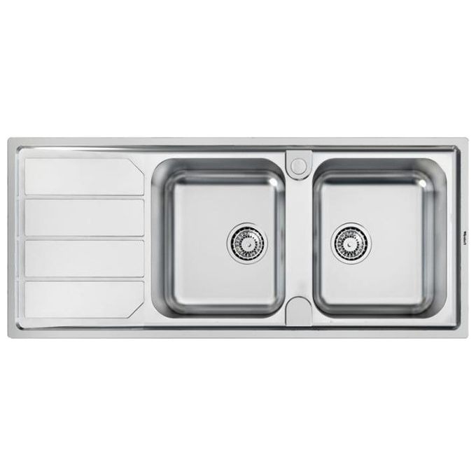 Foster 5812 061 Elettra Lavello Acciaio Inox Spazzolato da incasso Gocciolatoio a Sinistra 2 Vasche 116x50cm