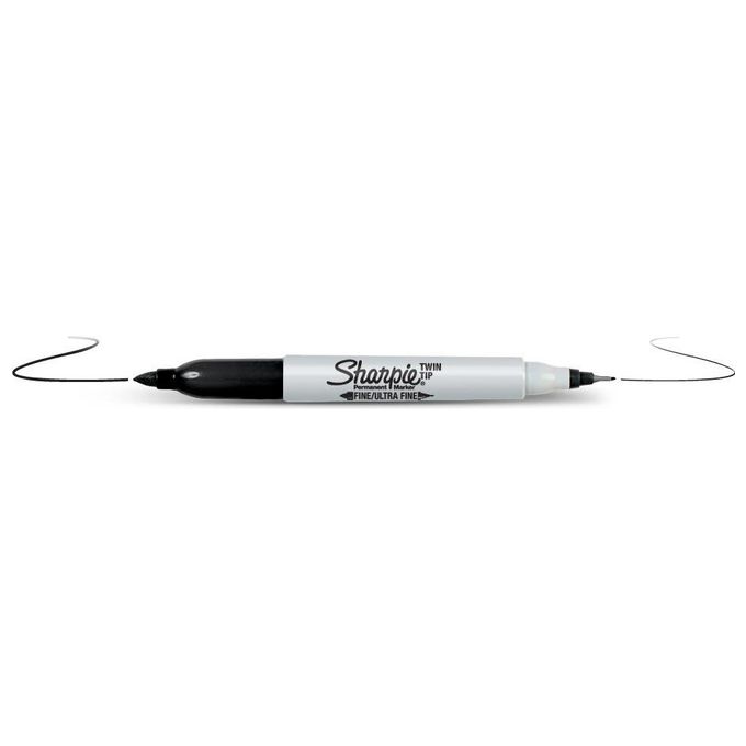 Sharpie Confezione 12 penna Indel Twintip nero