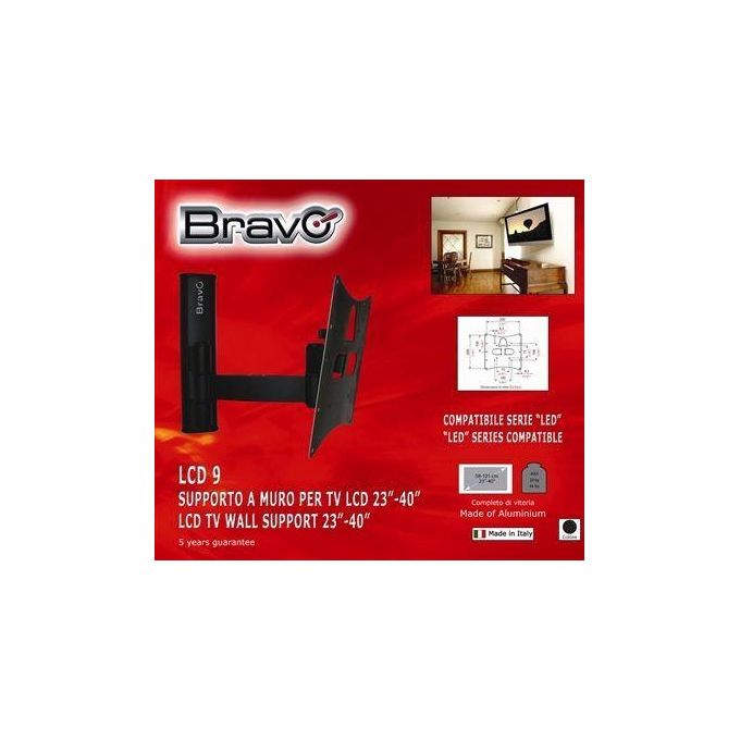 Bravo staffa Tv LCD9 23-40'' max kg20 attacco max 20x20cm orientabile -10Â°-+15Â°
