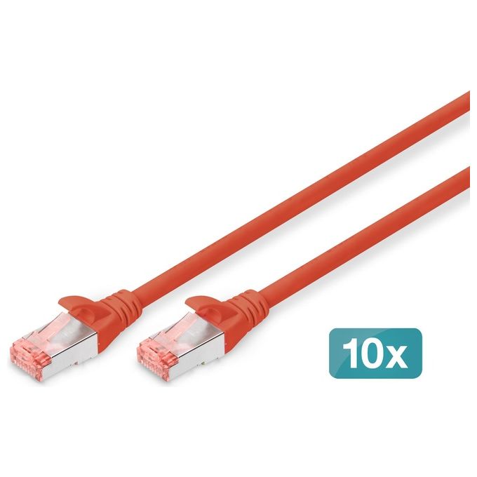Digitus DK-1644-030-R-10 Cavo Patch Cat6 S-FTP LSZH RJ45 3 m Confezione 10 Pezzi colore Rosso